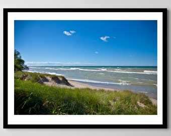 Indiana Dunes beach in Beverly Shores, Indiana - Framed Photo, Ready-to-Hang