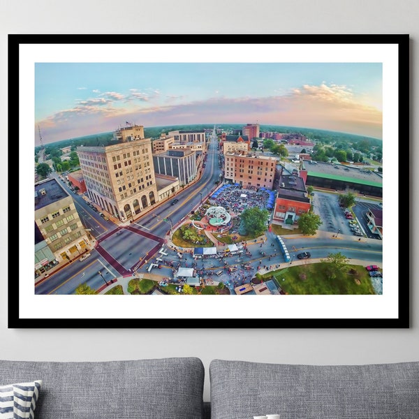 Downtown Hammond, Indiana at Night - Framed Photo, Ready-to-Hang