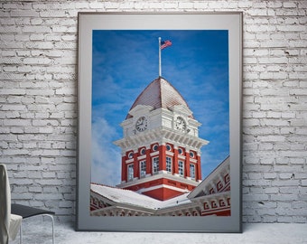 Old Lake County Court House in the Winter in Crown Point, Indiana - Framed Photo, Ready-to-Hang