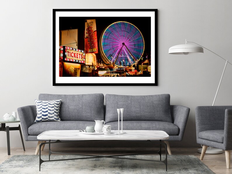 Lake County Fair Ferris Wheel in Crown Point, Indiana Framed Photo, Ready-to-Hang image 1