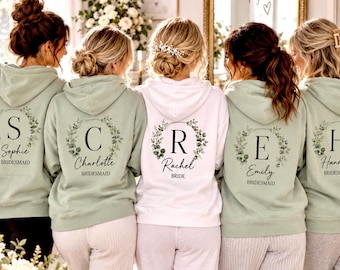 Personalised Bridesmaid Hoodies, Bride & Maid of Honour, Hen Party Team Wear