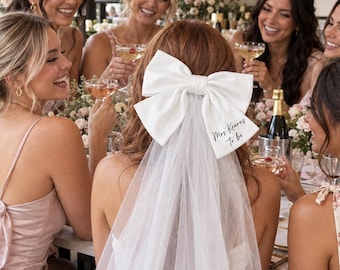 Personalised Hen Party Bride Bow Veil, 80cm