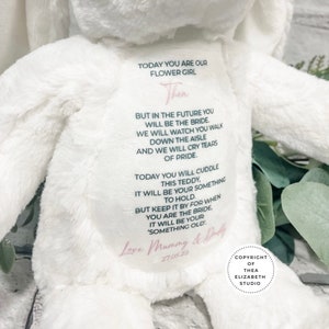 Flower Girl Page Boy Personalised Bunny Teddy Gift, Thank you message, Plush Teddy Soft Toy Page Boy