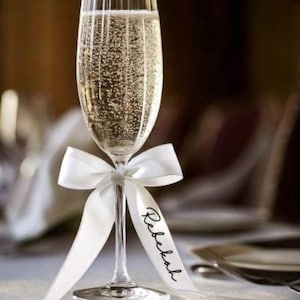 Personalised Bridesmaid Ribbon: Champagne Flute Bow, Wedding Place Names