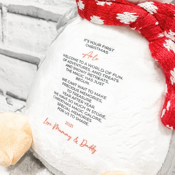 1st Christmas Personalised Teddy Gift, Plush Teddy Soft Toy