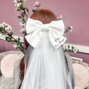 Bride Bow Veil Personalised | Hen Party Veil | Bridal Bow Veil | Future Mrs Veil