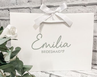 Bridesmaid Personalised Gift Bags, Wedding, Sage, Maid of Honour, Mother of the Bride