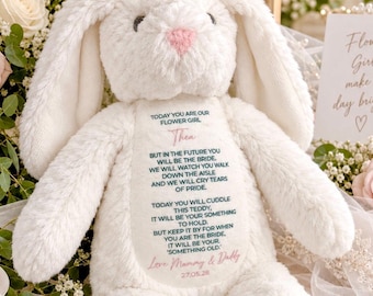 Flower Girl Bunny Gift Personalised Poem Teddy: Wedding Keepsake Soft Teddy, Page Boy