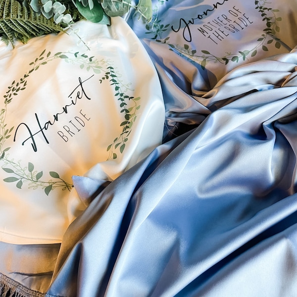 Bridesmaid Silk Robes Personalised Wedding Gown, Bridal Party, Bride, Maid of Honour Gown Floral Satin