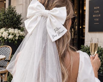 Personalised Bride Bow Veil, Hen Party, Bride to Be