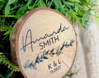 Wedding Wood Slice Log Place Names - Rustic Table Place Settings