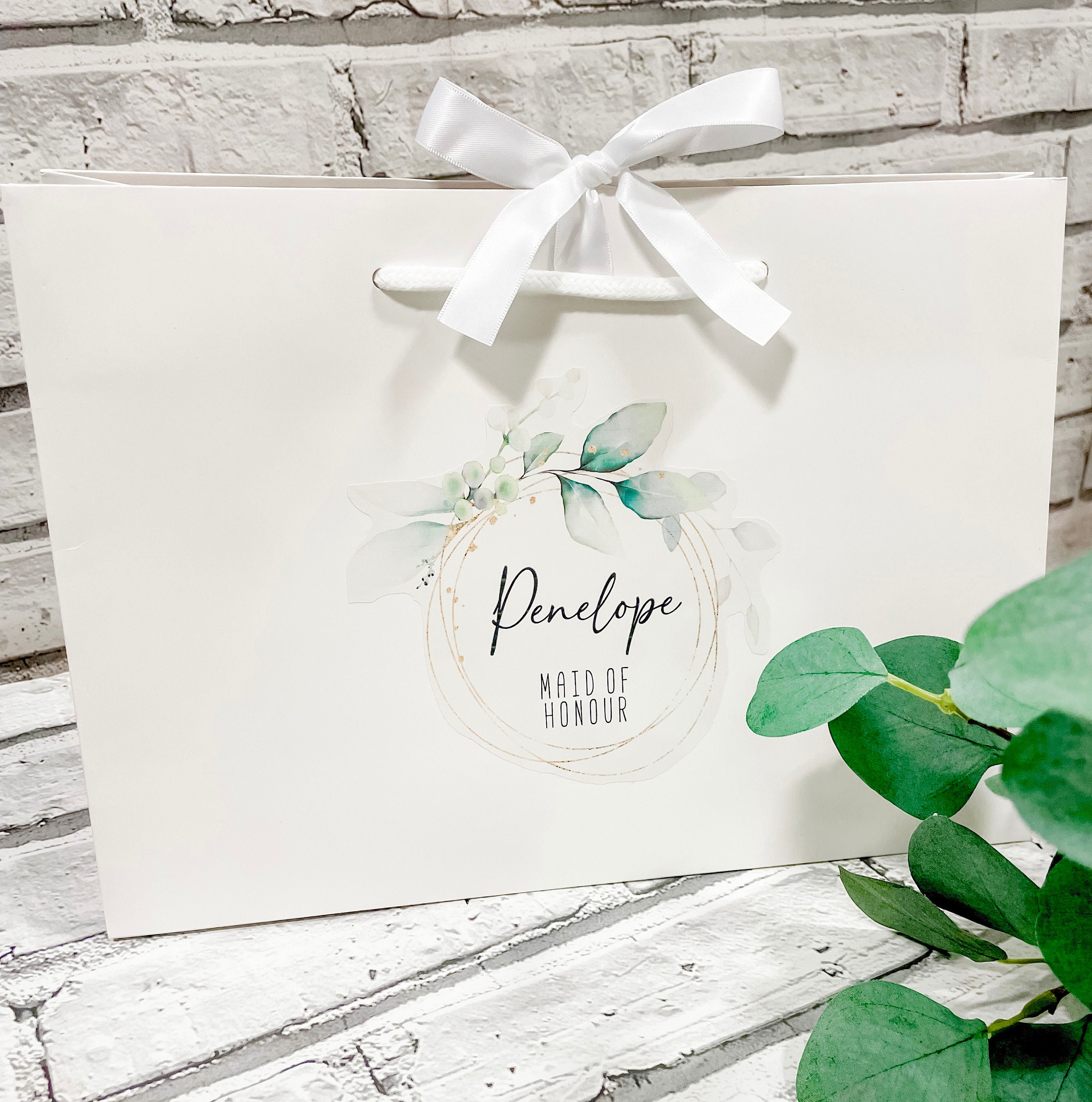 Personalised Bridesmaid Gift Bags Luxury Ribbon Tie Wedding Bag