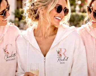 Personalised Bridesmaid Hoodies, Bride & Maid of Honour, Hen Party Team Wear