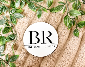 Groomsman Gift Coaster Beer Mat | Best Man Personalised Coaster | Usher Gift Idea | Initials