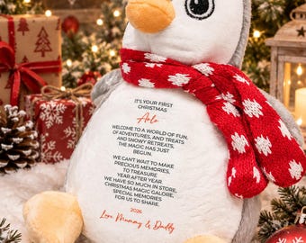 1st Christmas Personalised Teddy Gift, Plush Teddy Soft Toy