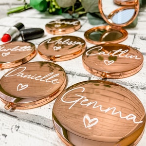 Bridesmaid Mirror, Personalised Mirror, Bridesmaid Compact Mirror, Personalised Compact Mirror, Rose Gold Bridesmaid Mirror, Bridesmaid Gift, Bridesmaid Gift Idea