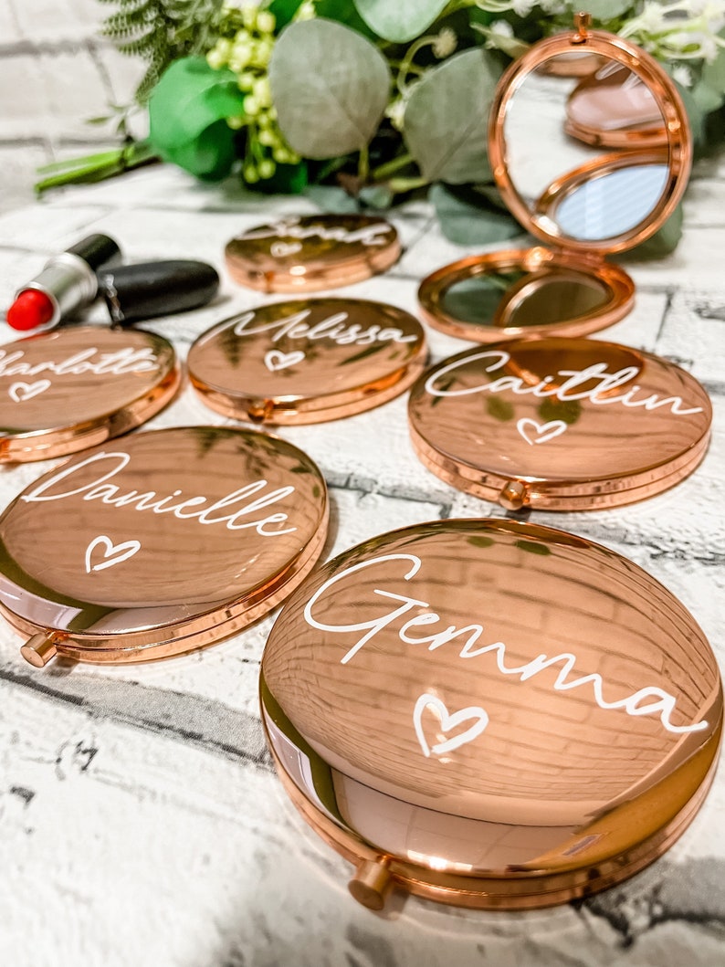 Bridesmaid Mirror, Personalised Mirror, Bridesmaid Compact Mirror, Personalised Compact Mirror, Rose Gold Bridesmaid Mirror, Bridesmaid Gift, Bridesmaid Gift Idea