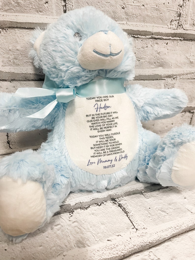 Flower Girl Page Boy Personalised Bunny Teddy Gift, Thank you message, Plush Teddy Soft Toy Page Boy image 4