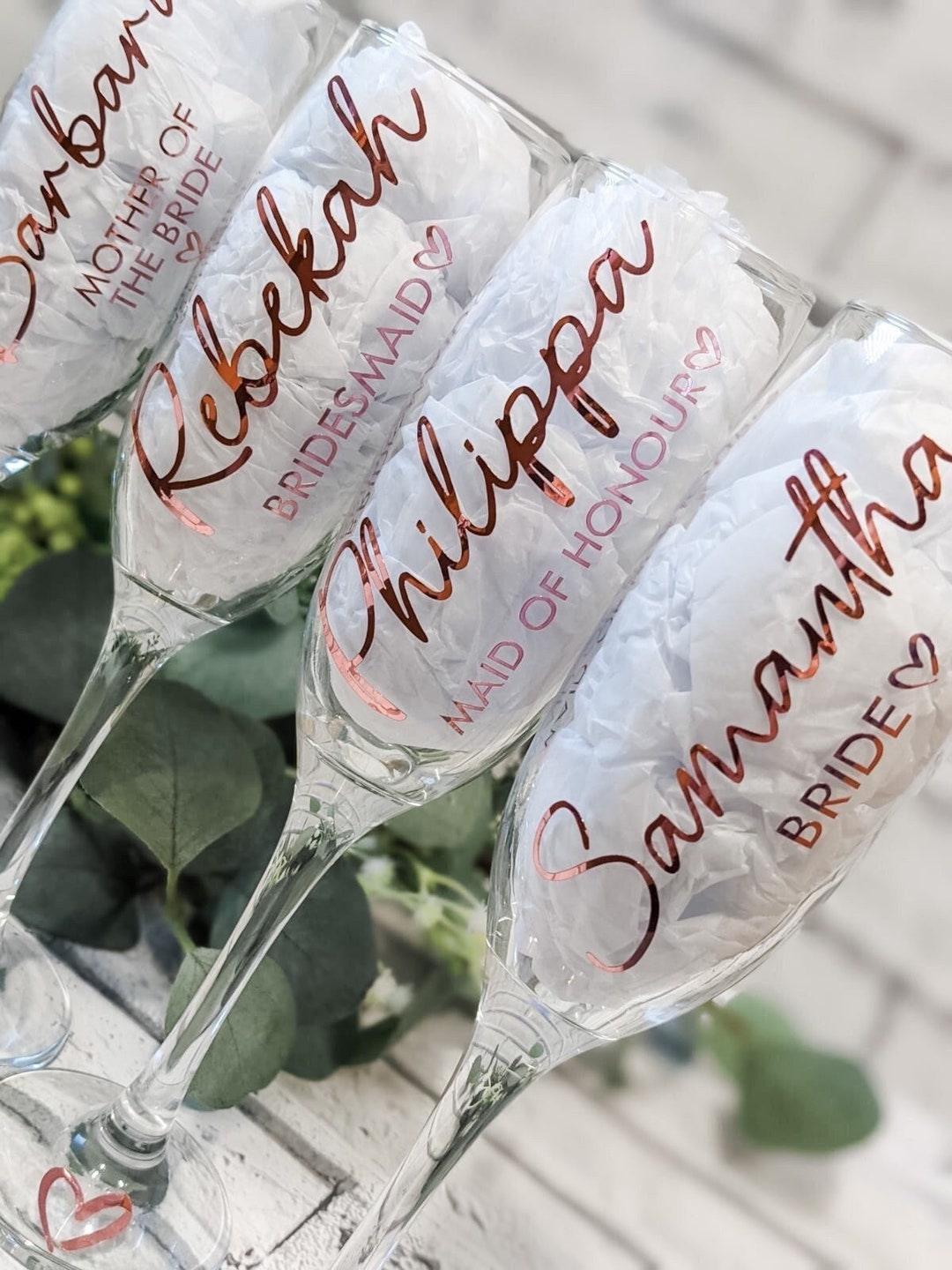Bridal Party Wine Glasses Champagne Glass Champagne Flute bridesmaid Bride Maid of Honour Mother of the Bride Glass Plastic Option Etsy