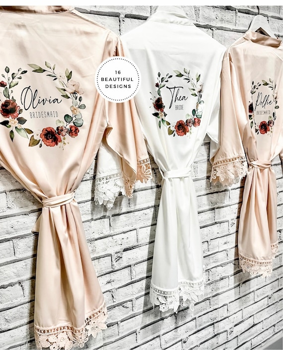 Bridesmaid Robes, Personalised Wedding Dressing Gown - Etsy UK