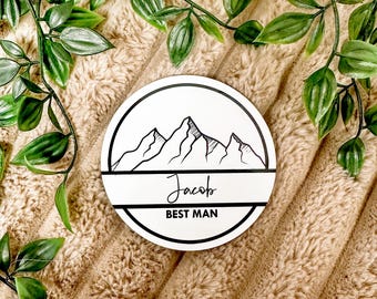 Groomsman Gift Coaster Beer Mat | Best Man Personalised Coaster | Usher Gift Idea | Mountain