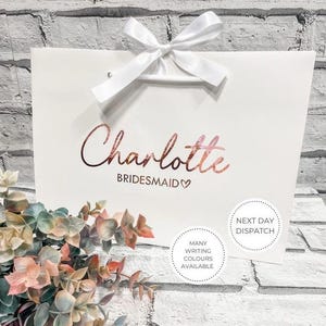 Bridesmaid Gift Bags Personalised, With Ribbon Bow