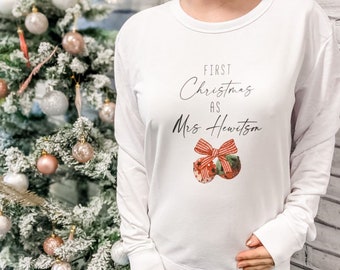 Gepersonaliseerde eerste kerst als mevrouw, laatste kerst als miss jumper sweatshirt