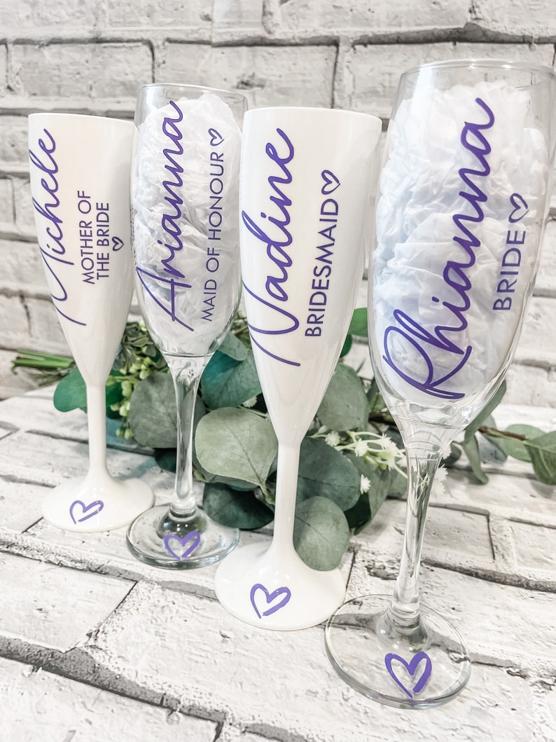 DECAL ONLY Bridal Party Wine Glasses, Champagne Flutes, Bridesmaid, Bride, Maid of Honour, Mother of the Bride, Decal Sticker Only image 4