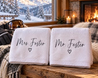 Personalised Mr/Mrs Honeymoon Towels Set, Wedding Gift
