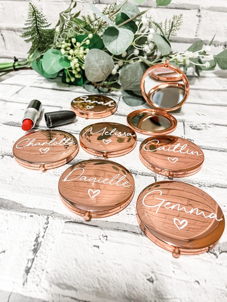 Bridesmaid Mirror, Personalised Mirror, Bridesmaid Compact Mirror, Personalised Compact Mirror, Rose Gold Bridesmaid Mirror, Bridesmaid Gift, Bridesmaid Gift Idea