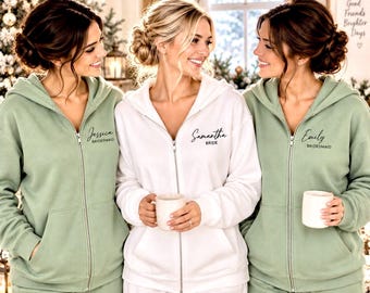 Personalised Bridesmaid Hoodies, Bride & Maid of Honour, Hen Party Team Wear