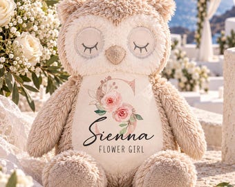 Personalised Flower Girl Teddy, Floral Initial, Thank You Gift