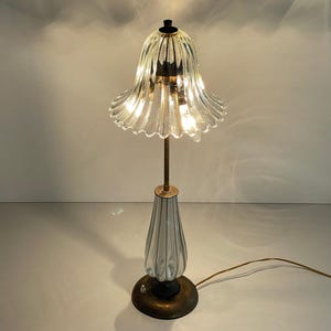 Table Lamp in Murano Art Glass and Brass by Barovier & Toso, 1940s, Italy