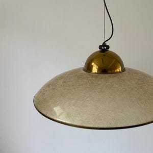 Plexiglass and Brass XL Pendant Lamp, 1970s, Italy