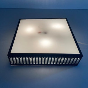 Square design Flush Mount Ceiling Lamp with glass pieces, Germany, 60s
