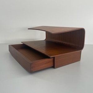 Italian Wood floating shelf with drawer, 60s, Italy