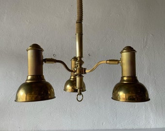 Triple Spot Shade Brass Pendant Lamp by Hillebrand, 1970s, Germany