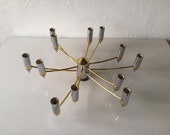 Large 12 armed very elegant Chrome Sputnik chandelier - Pyramid design details - 1970s