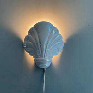 Beautiful Ceramic Shell-shaped Wall Lamp by Pan Leucten, 1960s, Germany