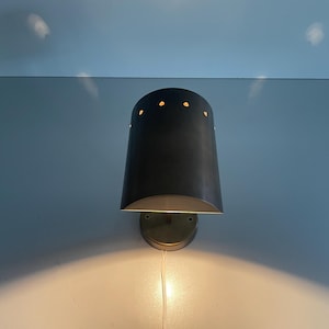 Mid-century Cylindrical Brass Single Sconce with antique finish, 1950s, Italy