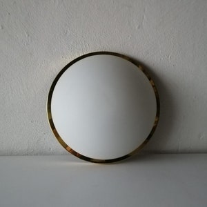 Peill Putzler Opal Glass & Gold Metal Frame Sconce or Ceiling Lamp, 1970s Germany