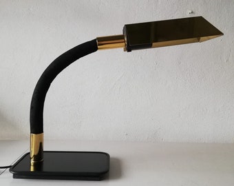 Targetti zwart & gouden metalen bureaulamp-jaren 1970 Italië