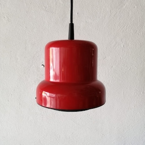 Red Lovely small metal Poker Pendant Lamp by Jo Hammerborg for Fog and Mørup, 1970s Denmark