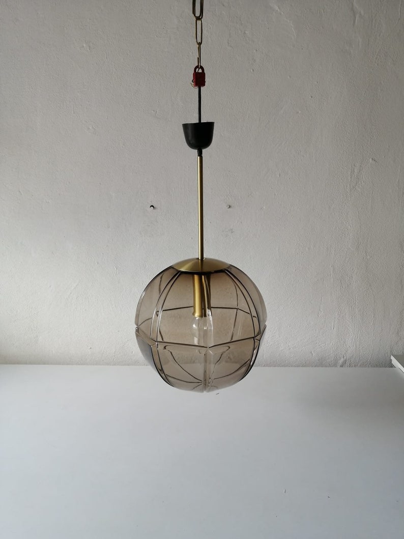 Peill Putzler 3 Dimensional Smoke Glass Design Ceiling Lamp 1960s Germany image 6