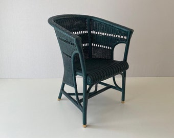 Green Wicker Armchairs with gold foot detail, 60s/70s, Germany