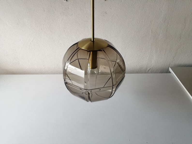 Peill Putzler 3 Dimensional Smoke Glass Design Ceiling Lamp 1960s Germany image 4