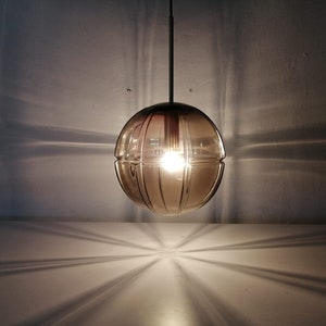 Peill Putzler 3 Dimensional Smoke Glass Design Ceiling Lamp 1960s Germany image 5
