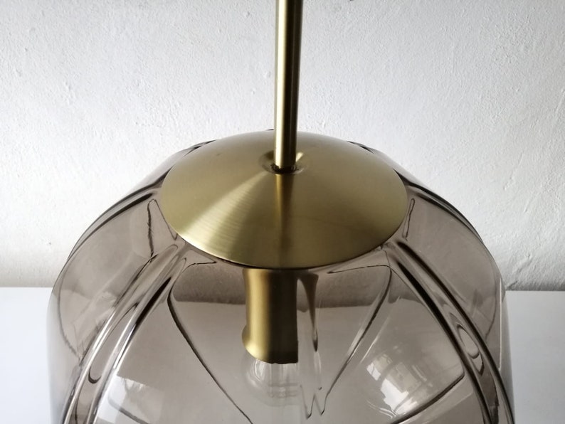 Peill Putzler 3 Dimensional Smoke Glass Design Ceiling Lamp 1960s Germany image 8