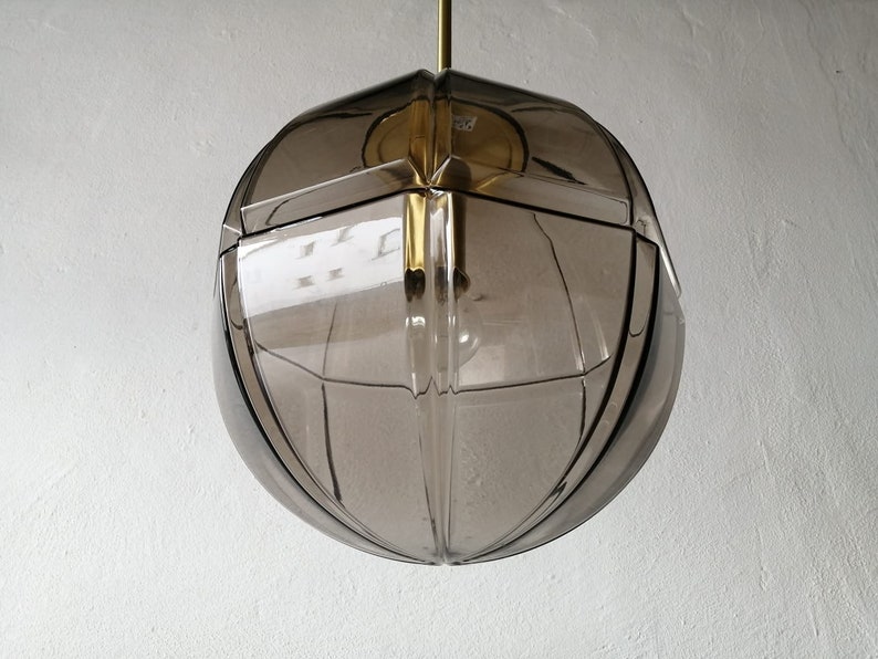 Peill Putzler 3 Dimensional Smoke Glass Design Ceiling Lamp 1960s Germany image 1