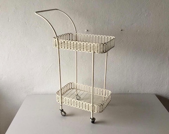 50s French white metal bar cart